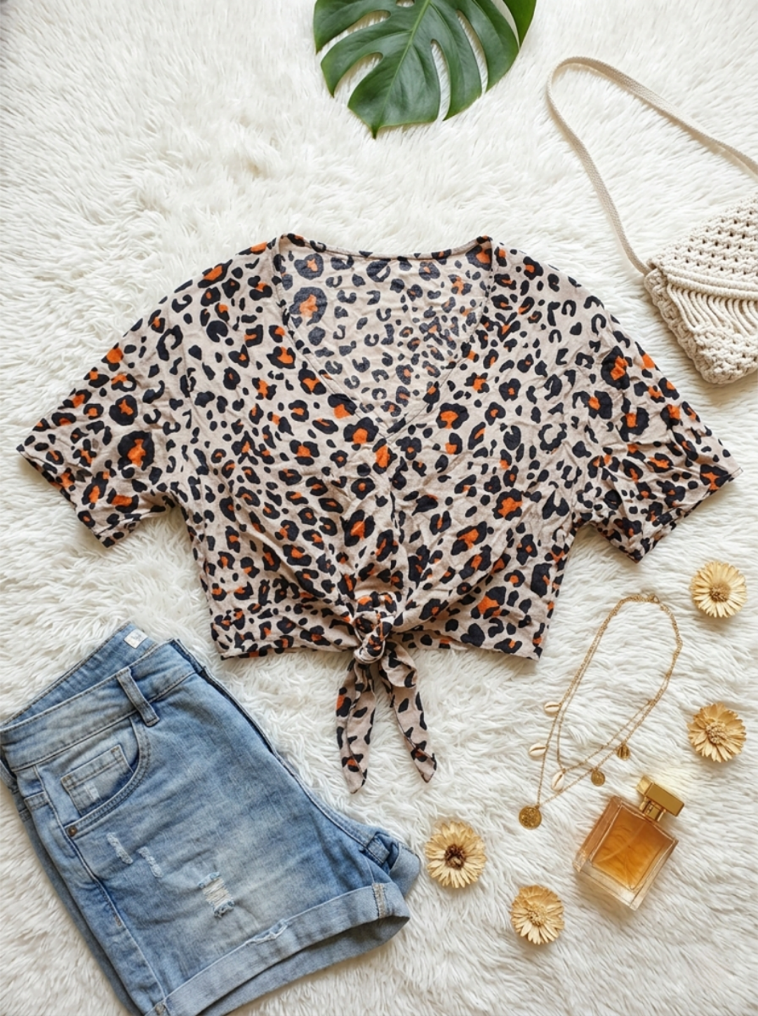 Cropped Animal Print Modern - Amarração Frontal - Tamanho 46