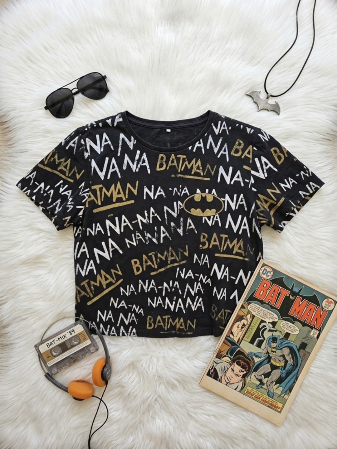 T-shirt Cropped Boxy Batman - Estética Pop Art - Tamanho GG (Veste 46)