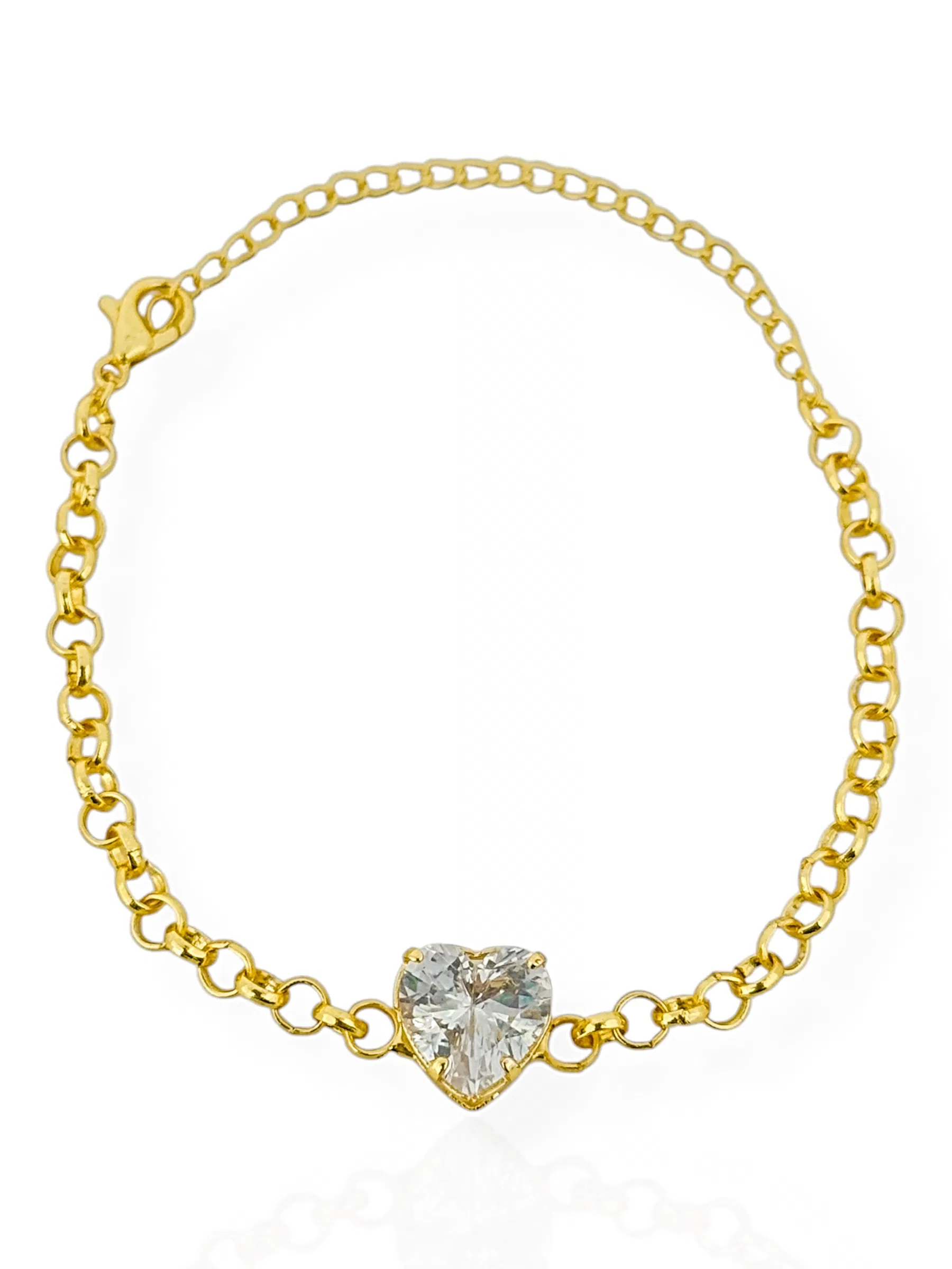 Pulseira Com Coração de Cristal