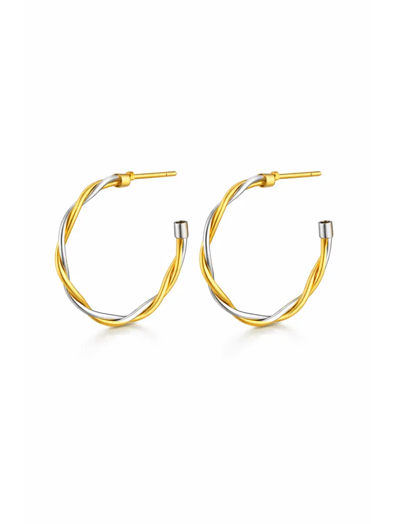 Brinco Argola Mix Banho Trançada P