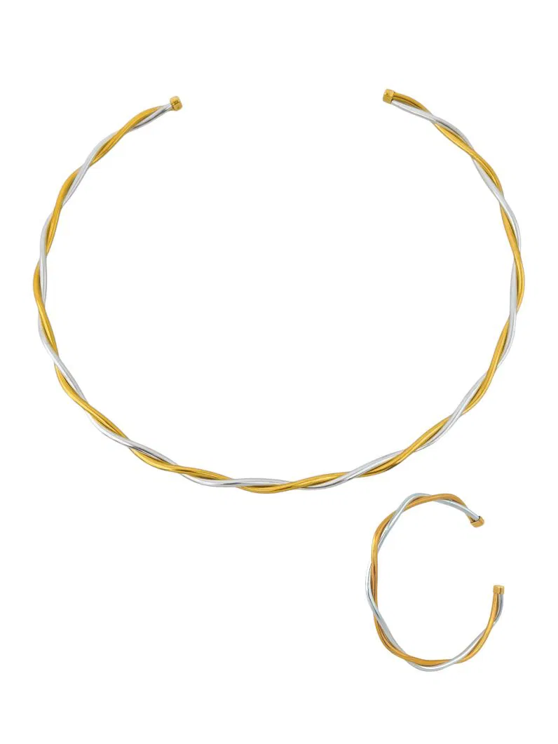 Conjunto Choker Aro e Brinco Mix Banho Torcido