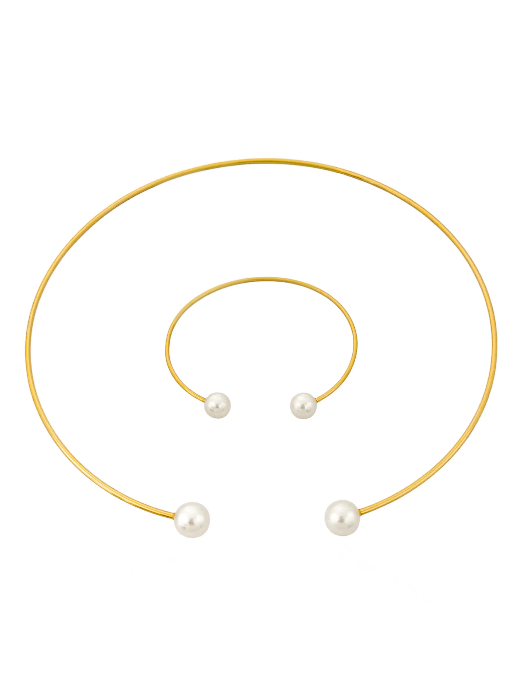 Conjunto Choker Aro e Bracelete Aro Pérola