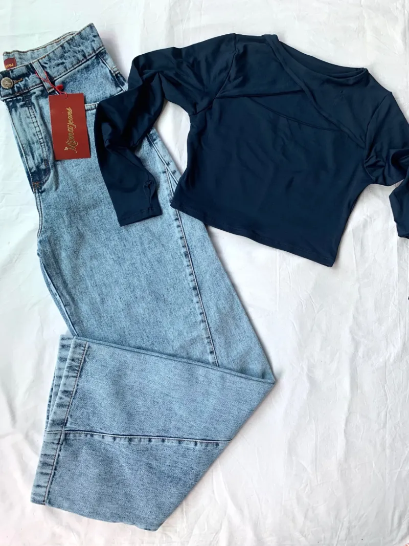 Calça wide leg