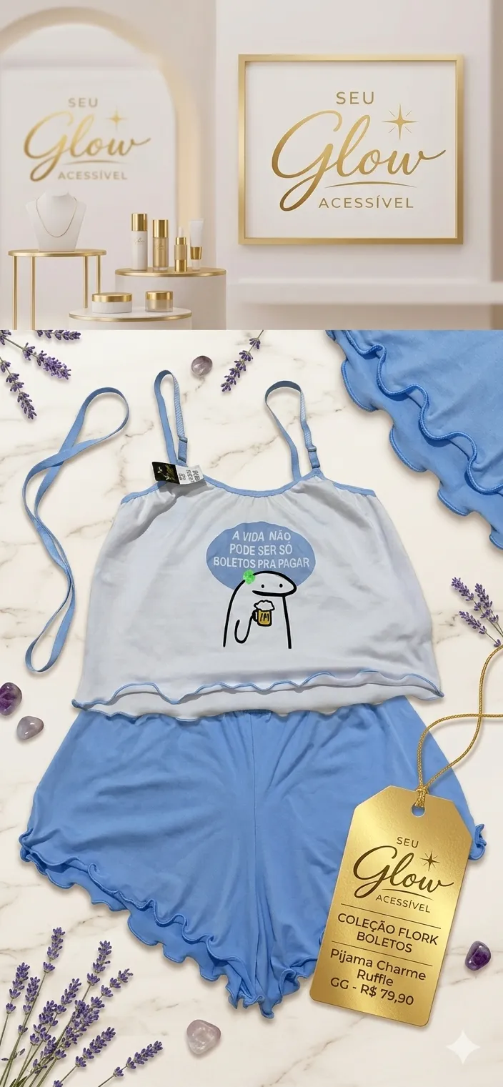 Baby doll GG azul e branco