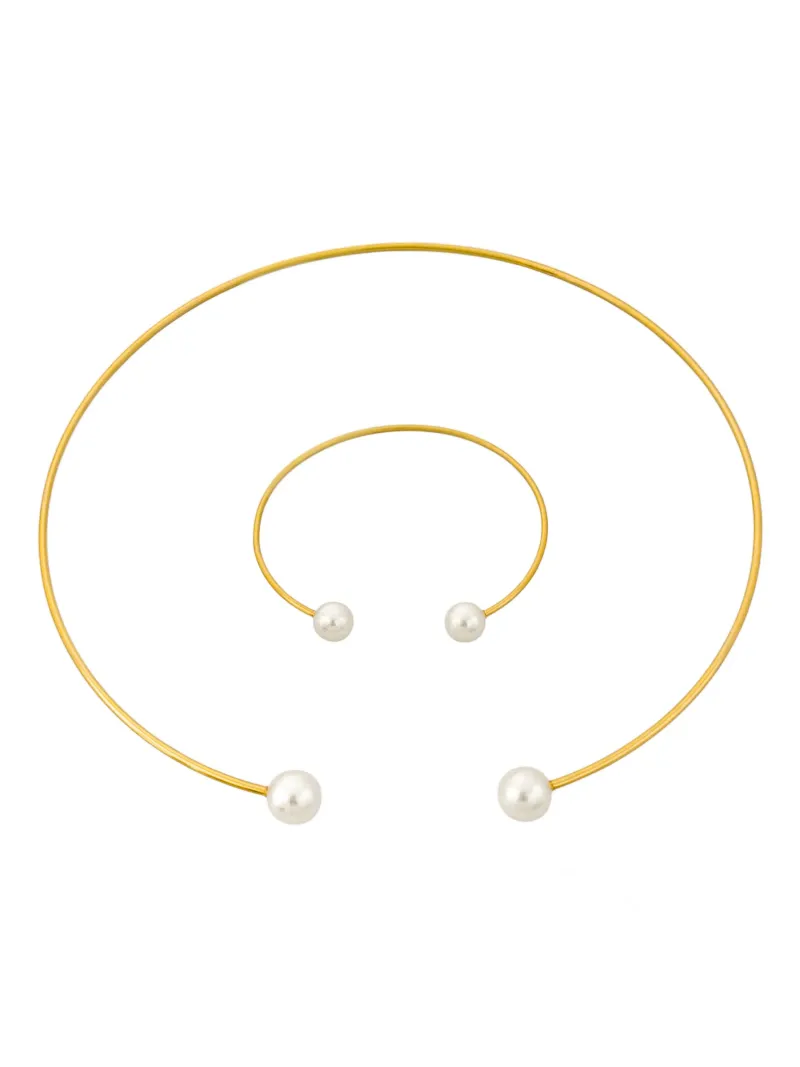 Conjunto Choker Aro e Bracelete Aro Pérola