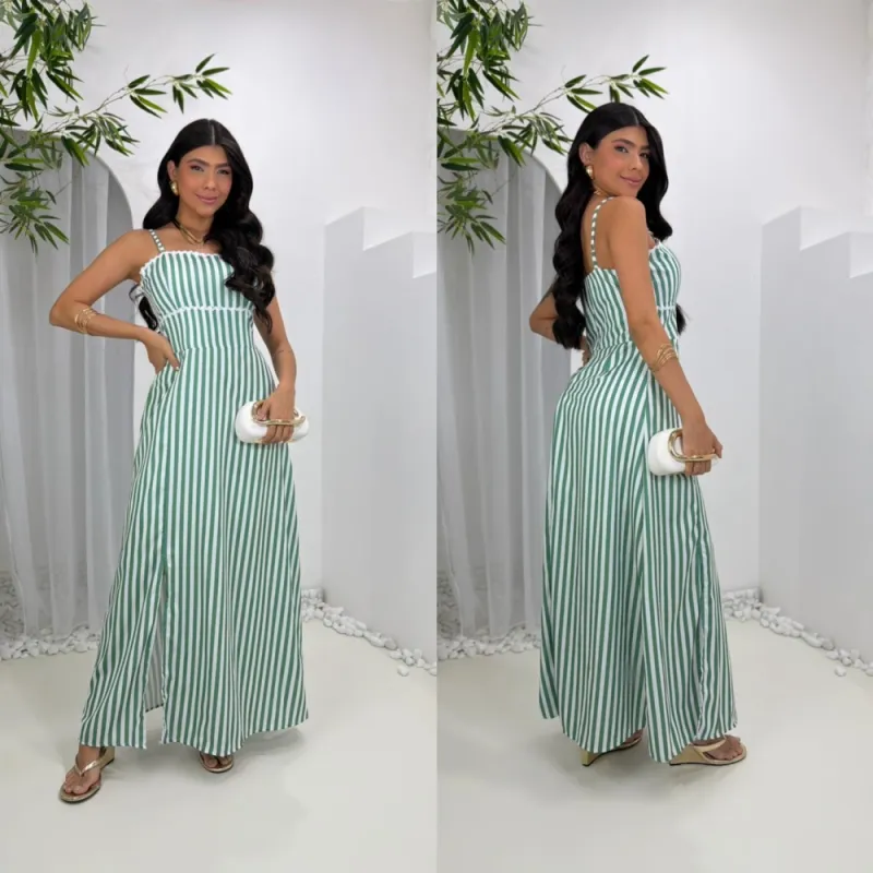 Vestido Longuete Listrado Marina
