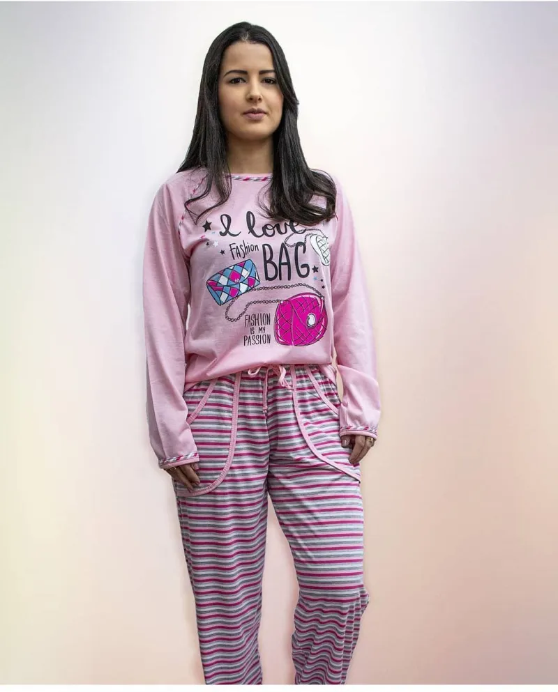 Pijama malha com bolso
