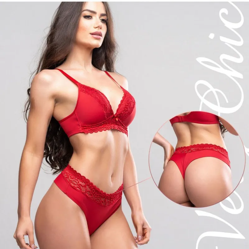 Conjunto microfibra e Renda