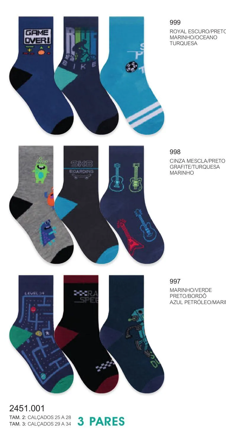 Kits de meia infantil Selene masculino