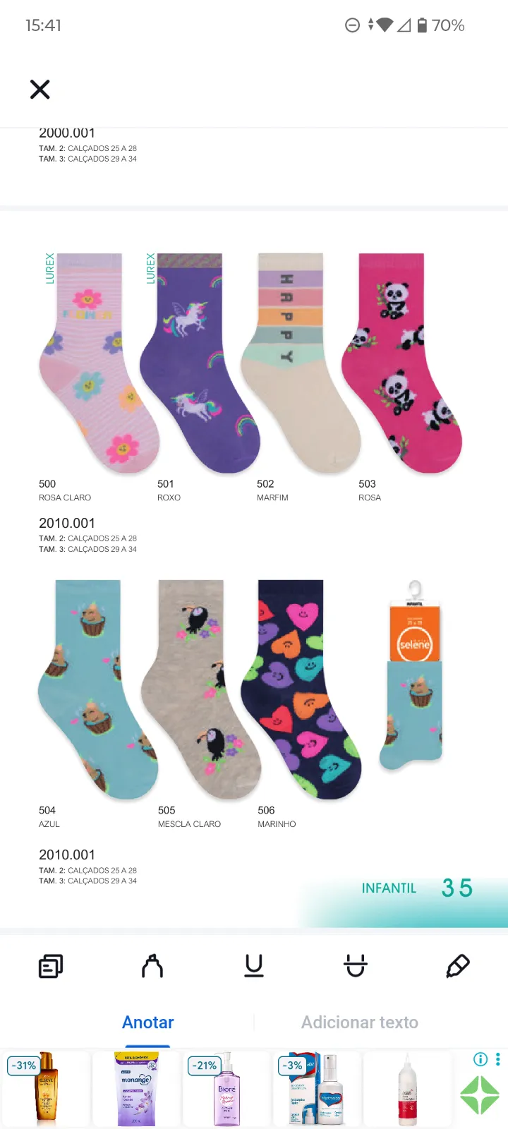 Meias infantil feminino e masculino